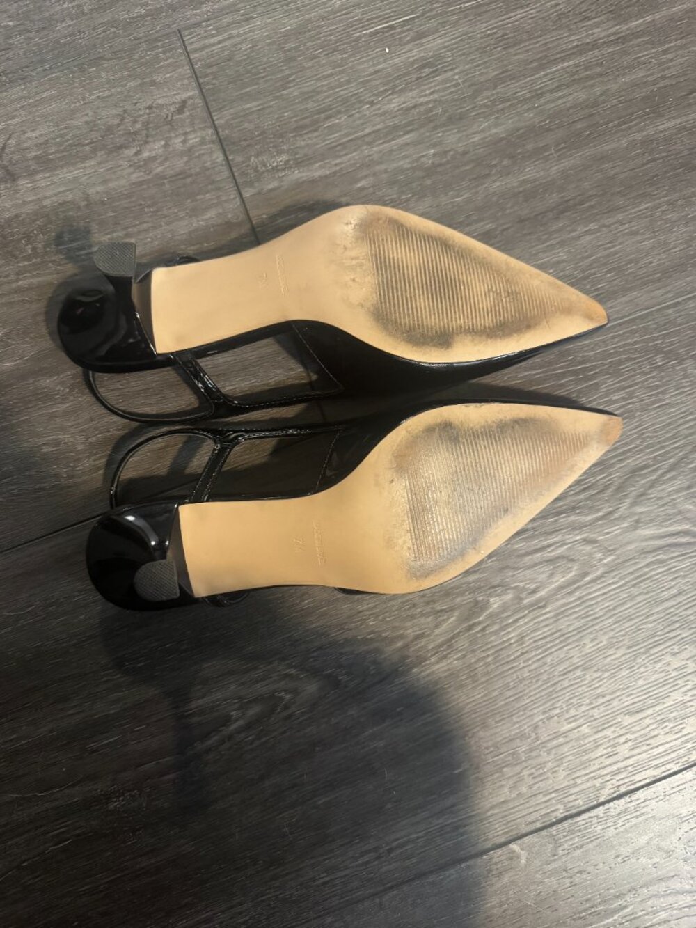 Steve Madden Black Patent Slingback Pointed Toe Kitten Heel Size 7 - Picture 4 of 4
